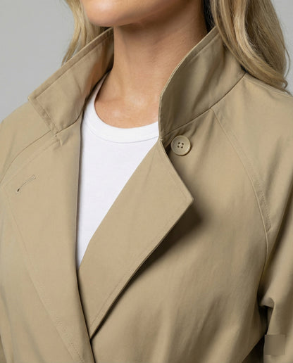 Frauen Trenchcoat Tailliert Spitze Stehkragen Modern