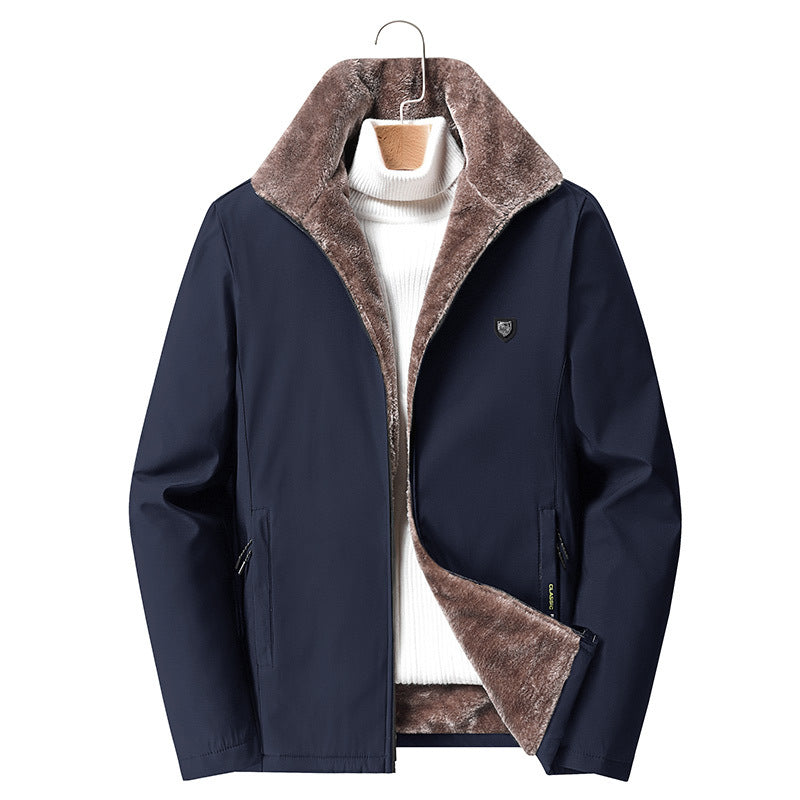 Herren Winterjacke Modisch Abnehmbar Isoliert Schwarz