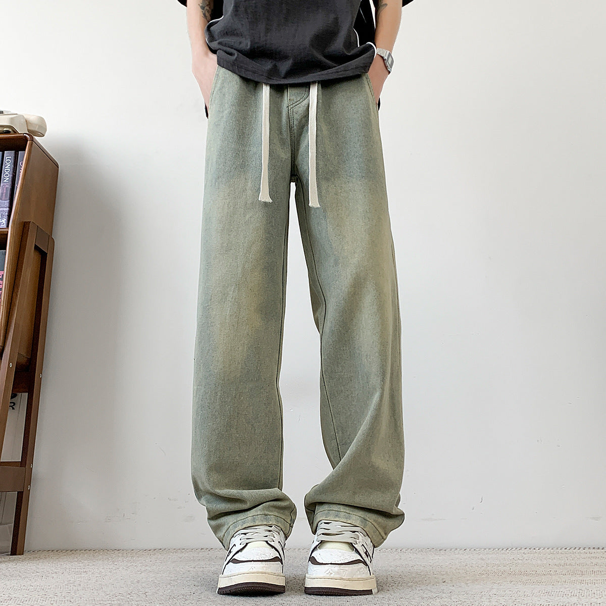 Herren Denim-Hose Weit Bequem Mit Verstellbarem Bund
