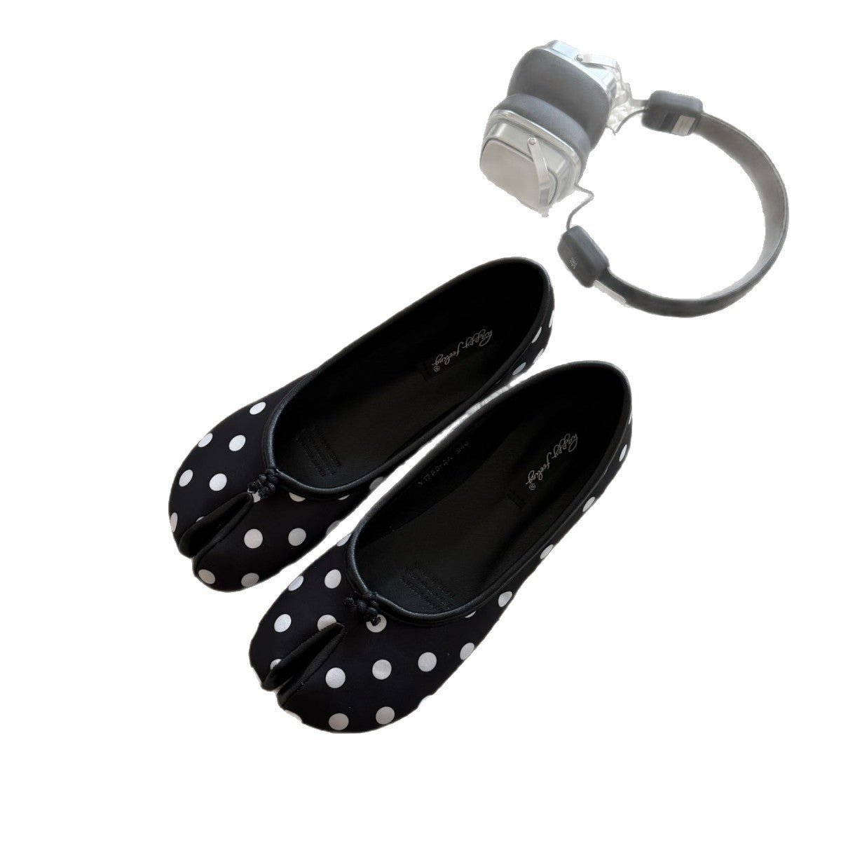 Damen Ballerinas Bequem mit Punktenmuster Schwarz