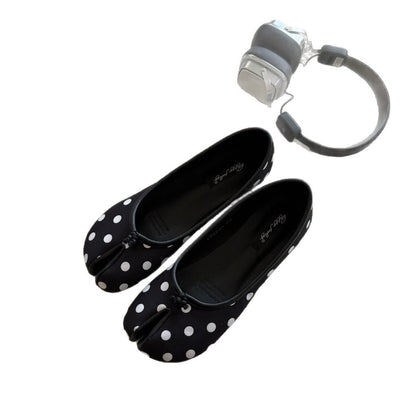 Damen Ballerinas Bequem mit Punktenmuster Schwarz