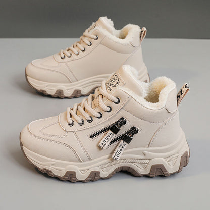 Damen Sneaker High-Top Warmfutter Reißverschluss Schick