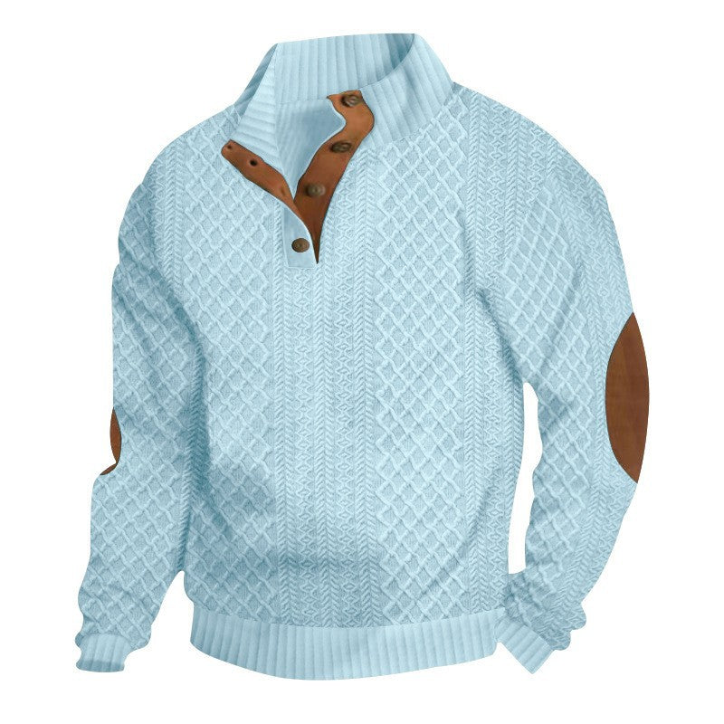 Herren Pullover Strick Eleganter Kragen Mit Knöpfen