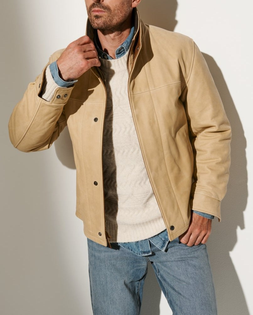 Lederjacke Herren Elegante Lederjacke mit Kragen Schwarz