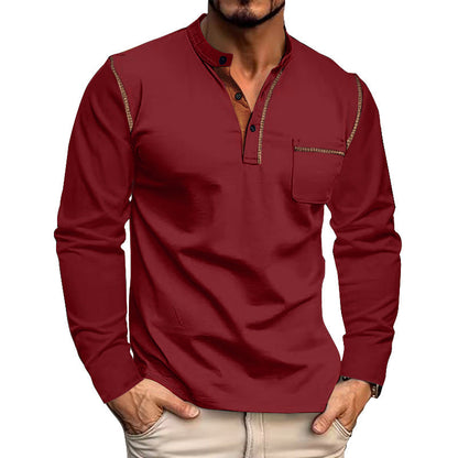 Herren Langarmshirt Modern Lässig Stehkragen