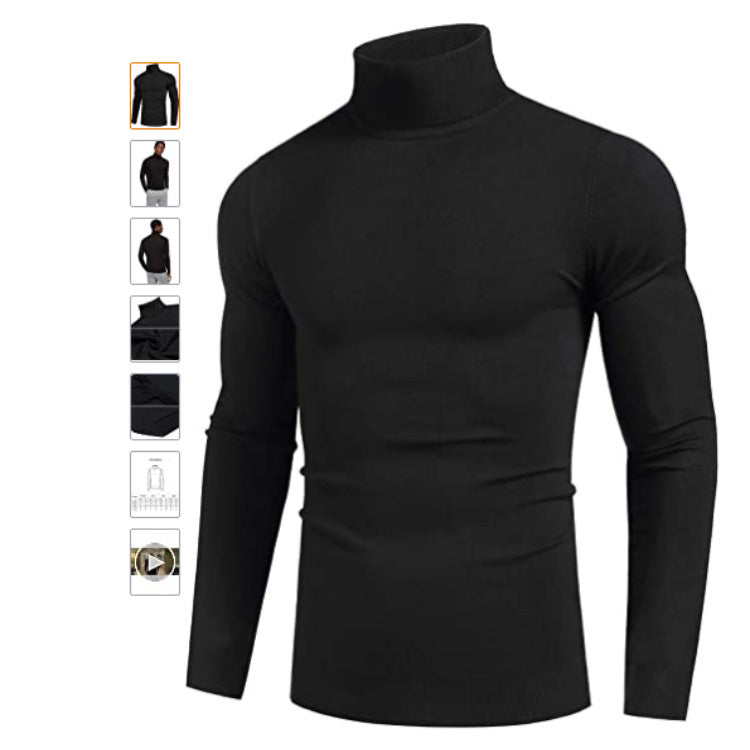 Herren Rollkragenpullover Langarm Hochgeschlossen Modern