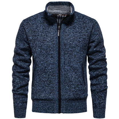 Herren Strickjacke Modern mit hohem Kragen und Taschen
