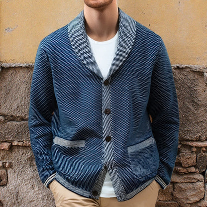 Herren Strickjacke Elegante Knöpfe Breiter Schalkragen