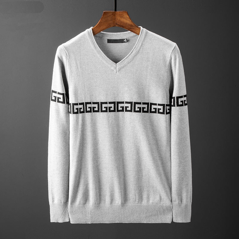 Herren Pullover V-Ausschnitt Modernes Grafikmuster