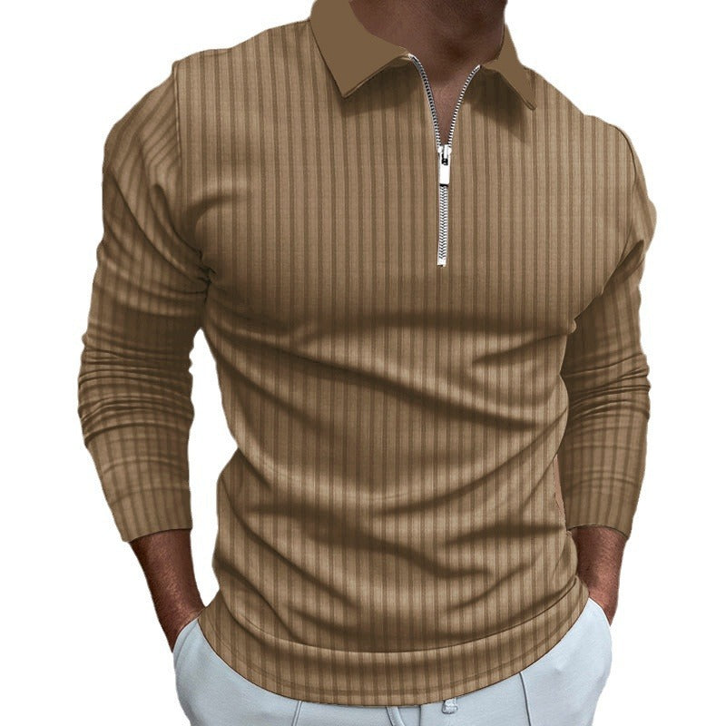 Herren Poloshirt Langarm Elegantes Design Mit Reißverschluss