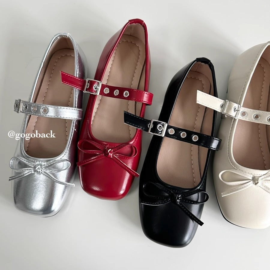 Damen Ballerinas Schleifen Dekor Riemen Verstellbar - BerlinGlamour
