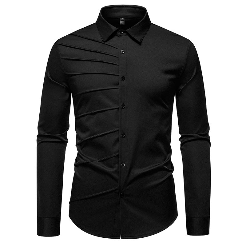 Herren Langarmhemd Modern Strukturiert Trendy