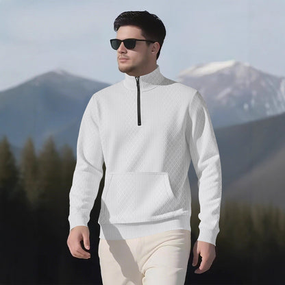Herren Fleece-Pullover Sportlich Reißverschluss Hochkragen