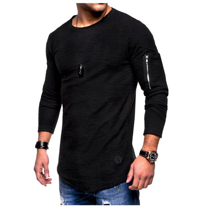 Herren Langarmshirt Modern mit Reißverschluss Armtasche - BerlinGlamour