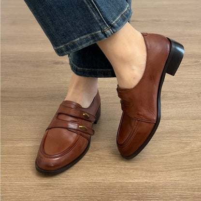 Damen Mokassins Bequem Doppelriemen Modern