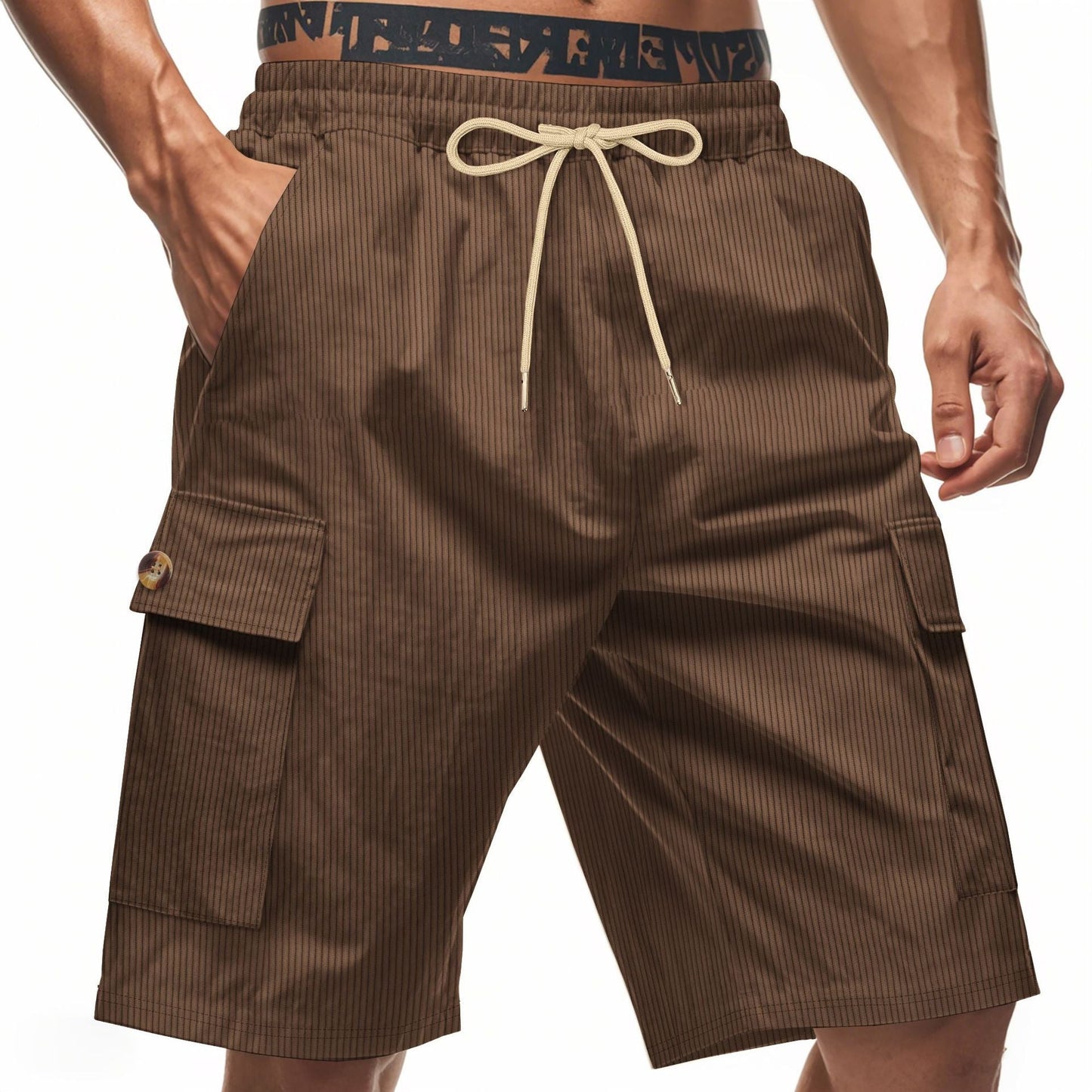 Herren Cargo Shorts Bequem Mit Kordelzug und Taschen