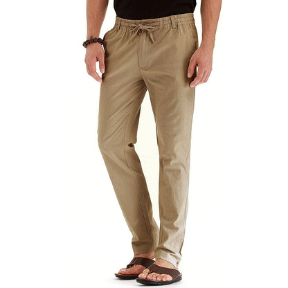 Herren Leinenhose Bequem Elastisch Relaxed Fit Sommer