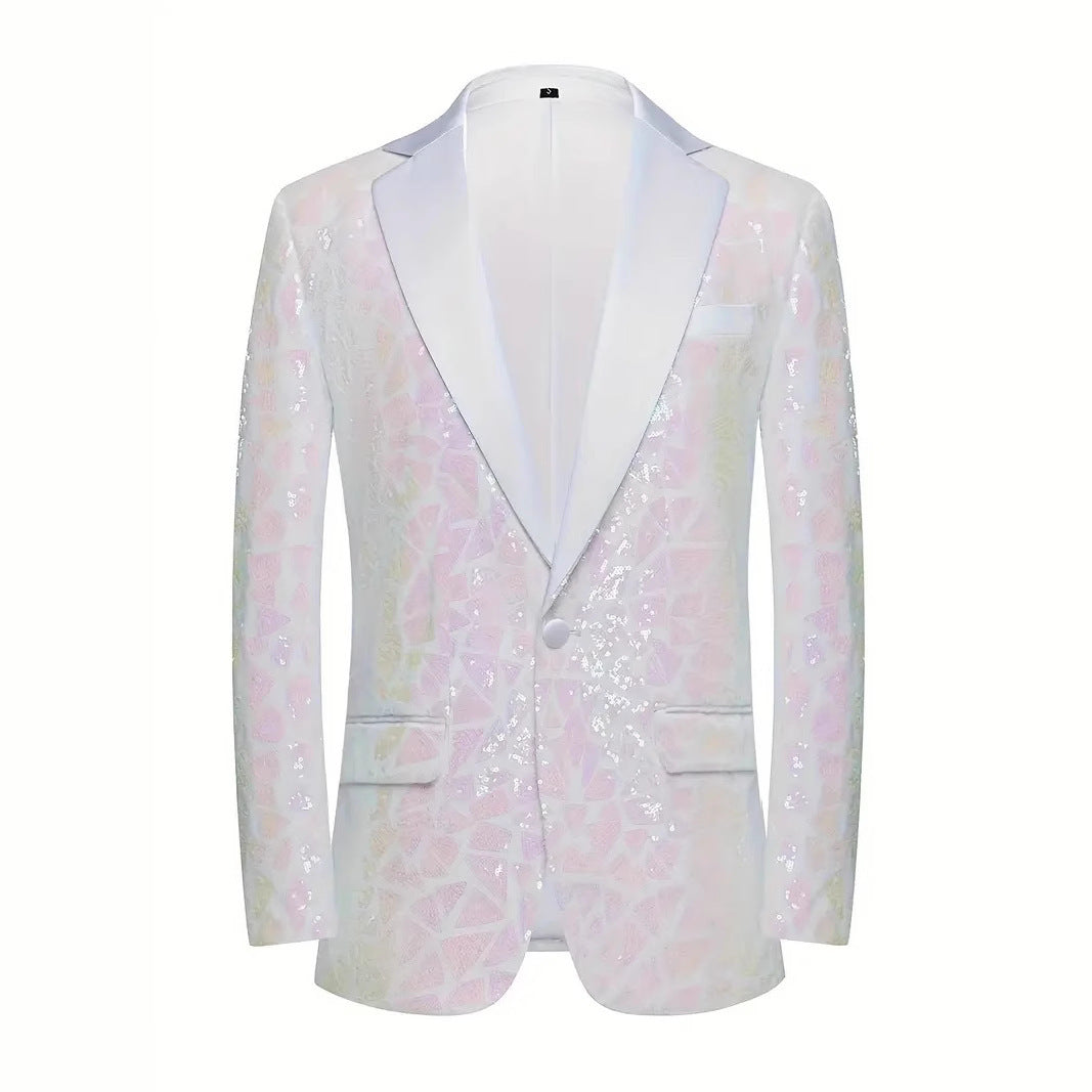 Herren Blazer Pailletten Glamour Schwarz