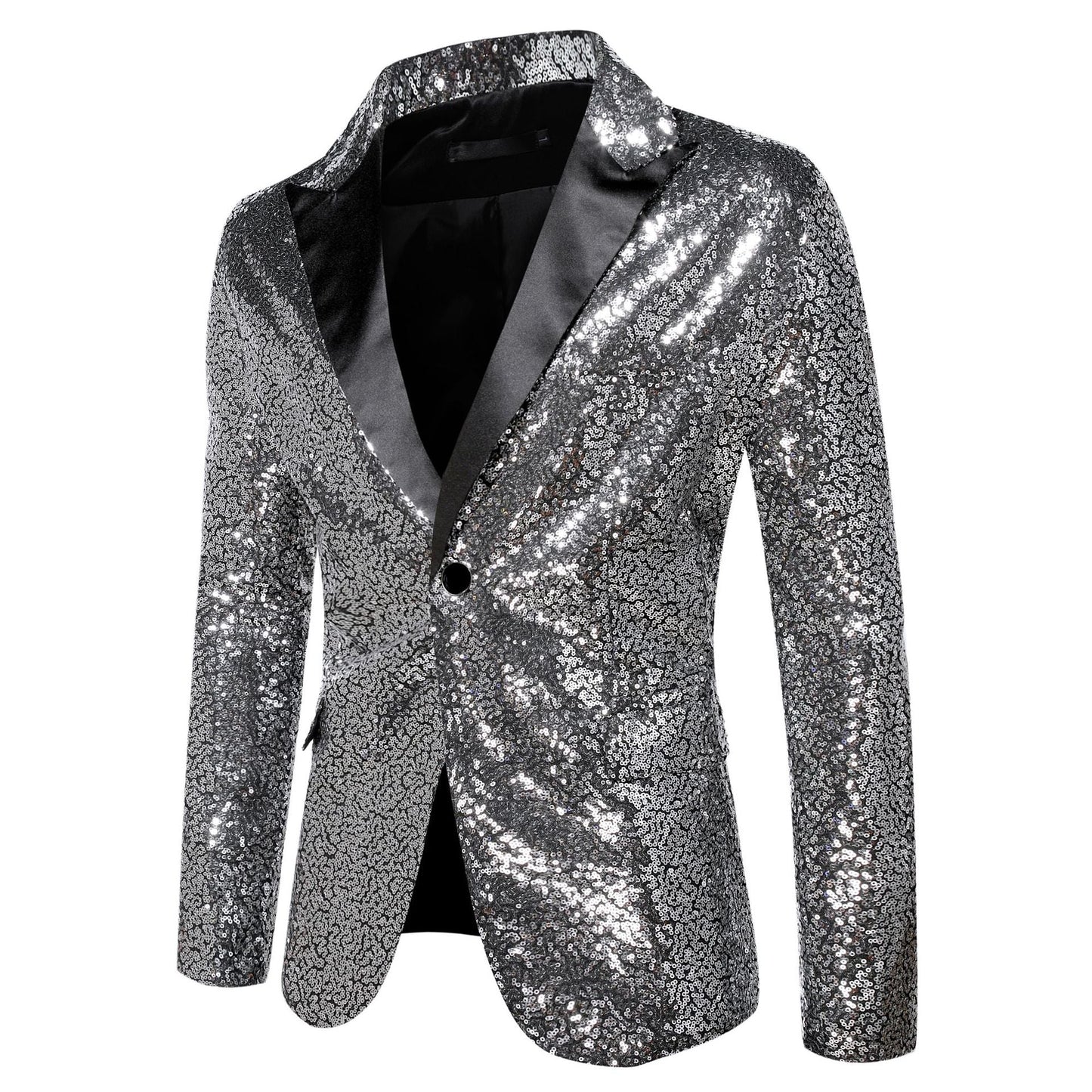 Herren Glitzer Smokingsjacke Schwarz Elegant