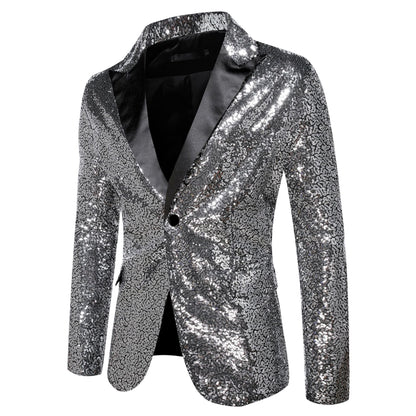 Herren Glitzer Smokingsjacke Schwarz Elegant