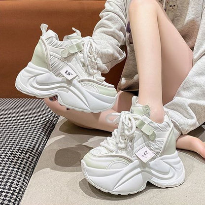 Damen Sneaker Plattform atmungsaktiv Mesh Sohle Weich