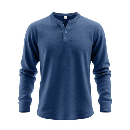 Herren Langarmshirt Strukturiert Knopfleiste Modern Berlin