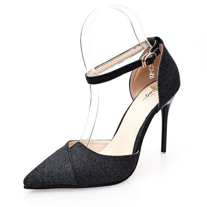 Glitzernde Damen High Heels Pumps mit Riemchen