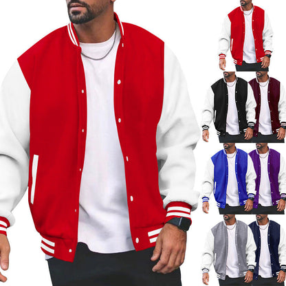 Herren Collegejacke Sportlich Kontrast Ärmel Bequem