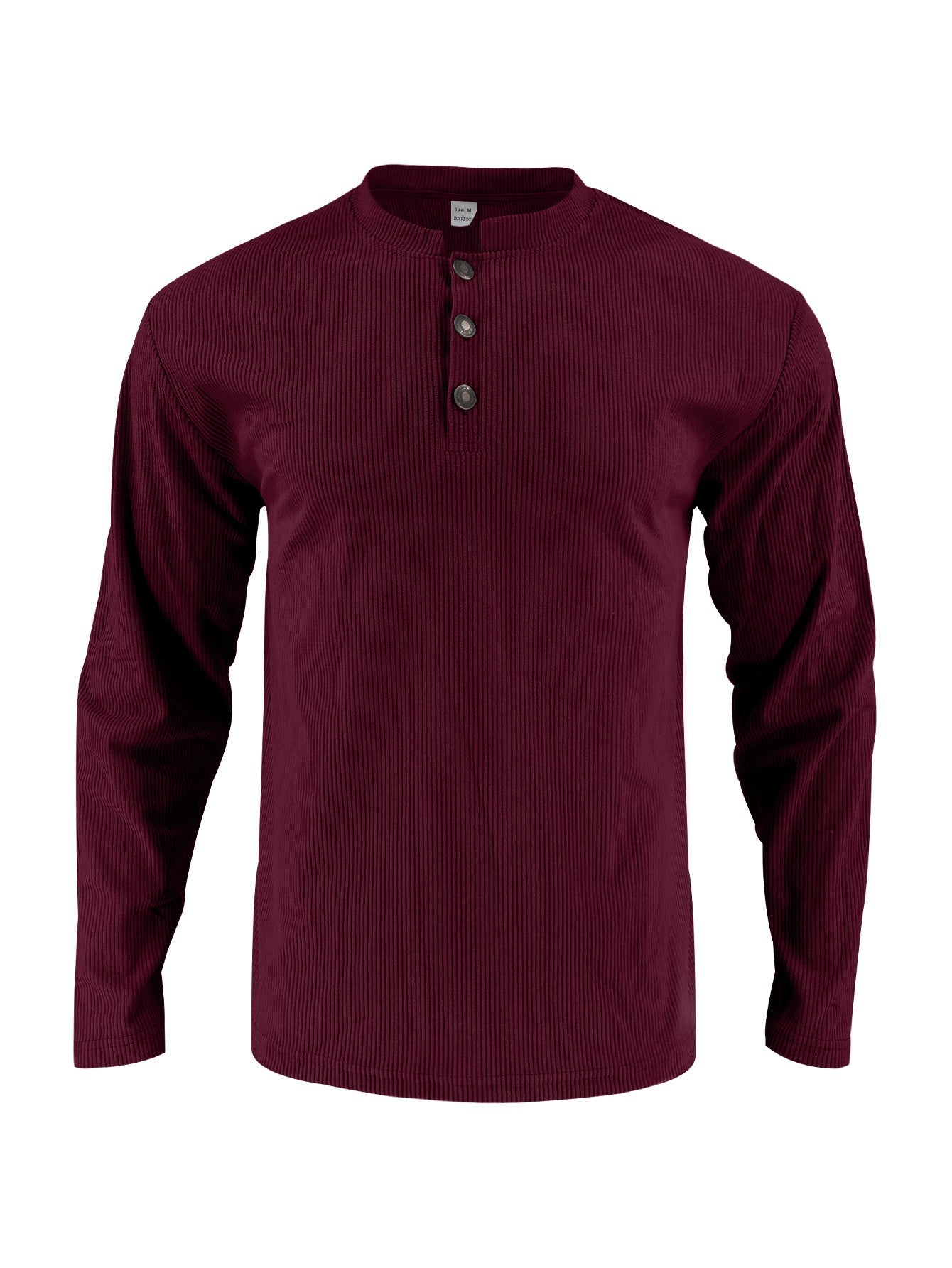 Herren Langarmshirt Stehkragen Knopfleiste Modern Berlin Style