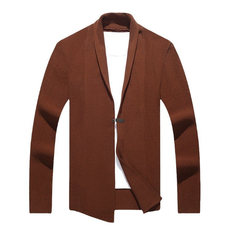 Herren Strickjacke Langarm Modern Schalkragen Asymmetrisch