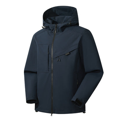 Herren Outdoor-Jacke Wasserdicht mit Kapuze und Reißverschlüssen