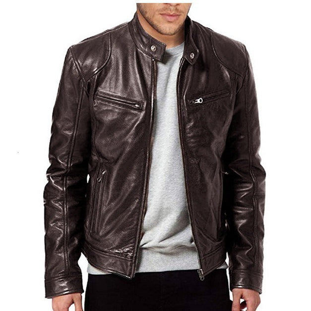 Lederjacke Herren Klassisch Elegant Reißverschluss Taschen - BerlinGlamour
