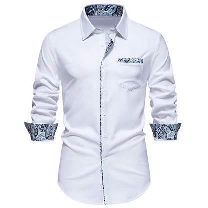 Herren Langarmhemd Paisley Muster Baumwoll Mix Modern