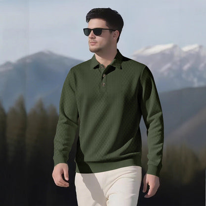 Herren Pullover Langarm Modern mit Knopfleiste