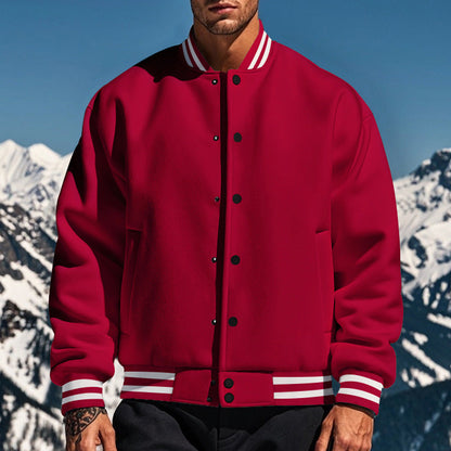 Herren Bomberjacke Sportlich Kontrastbündchen Modern