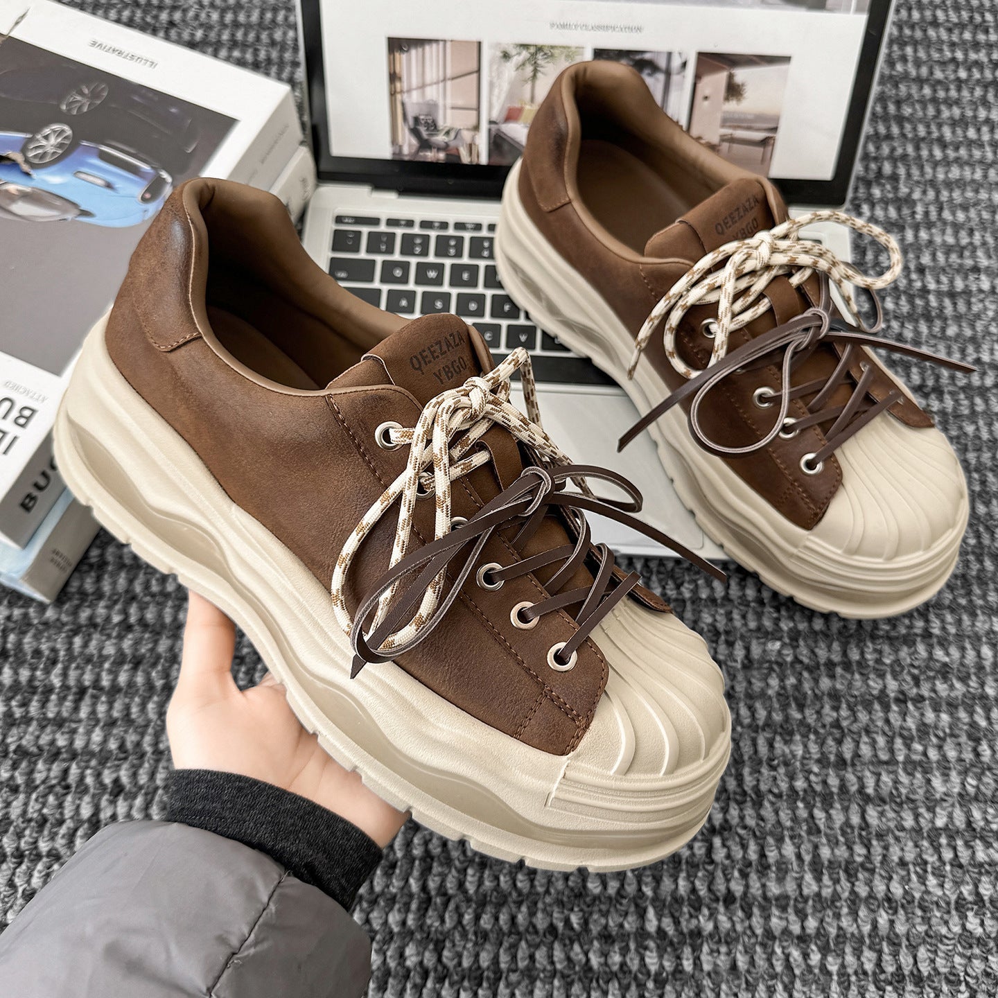 Damen Sneaker Chunky Bequem Sportlich Weite Passform