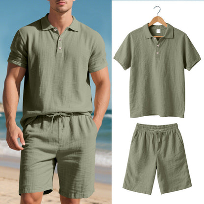 Herren Poloshirt Shorts Set Leger Sommer