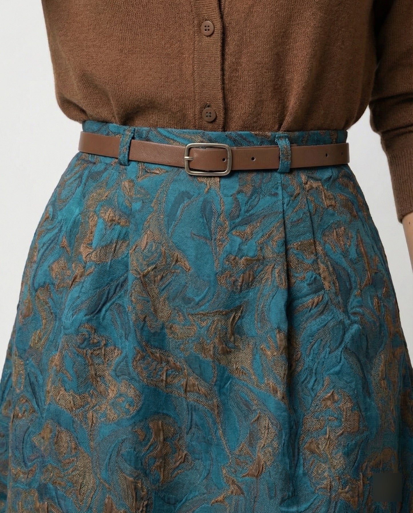 Damen Midirock mit Zopfmuster und Eingrifftaschen
