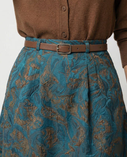 Damen Midirock mit Zopfmuster und Eingrifftaschen