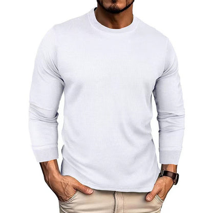 Herren Langarmshirt Modern mit Ripp-Optik Trendig