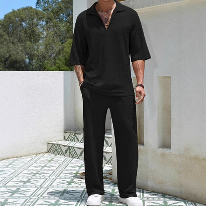 Herren Lounge-Set Bequem Texturiert Grau
