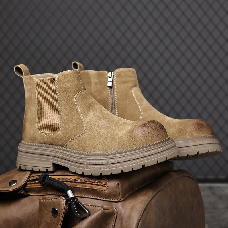 Damen Chelsea Stiefel Wildleder Robust Mit Reißverschluss