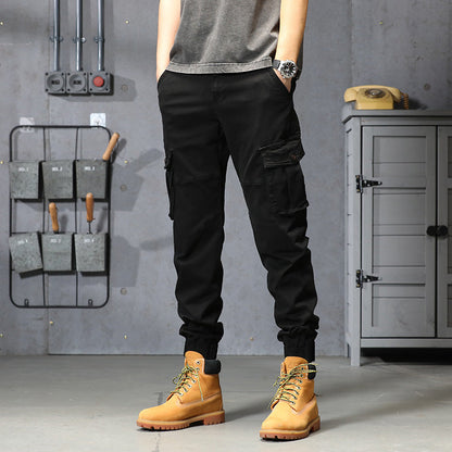 Herren Cargo-Hose Elastisch Reißverschluss Taschen Bequem