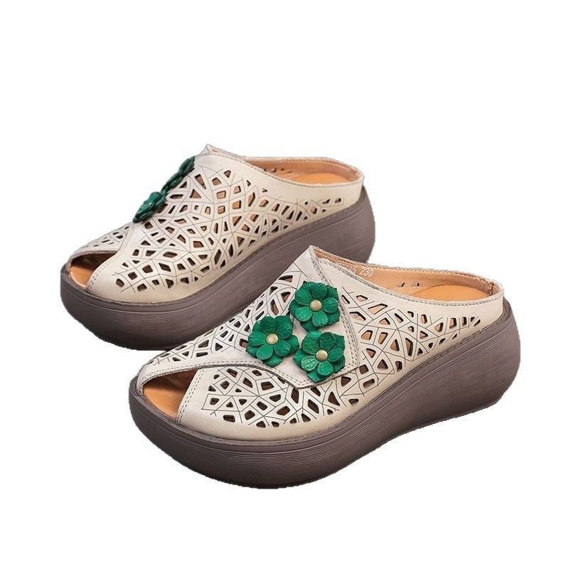 Damen Clogs atmungsaktiv mit Blumenapplikation Modern