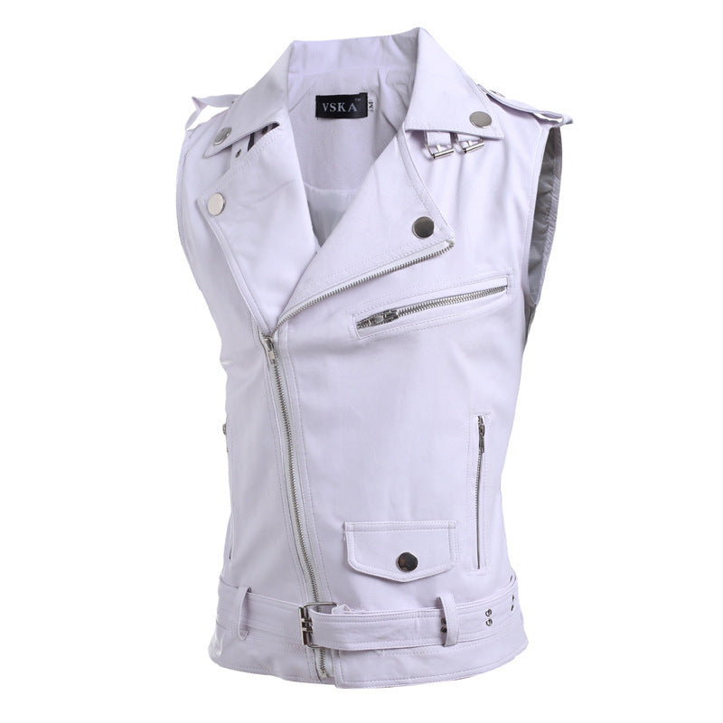 Leder Bikerweste Damen Asymmetrisch Mit Taschen