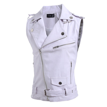 Leder Bikerweste Damen Asymmetrisch Mit Taschen