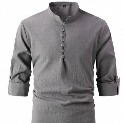 Herren Langarmhemd Modern mit Knöpfen und UmschlagÄrmeln