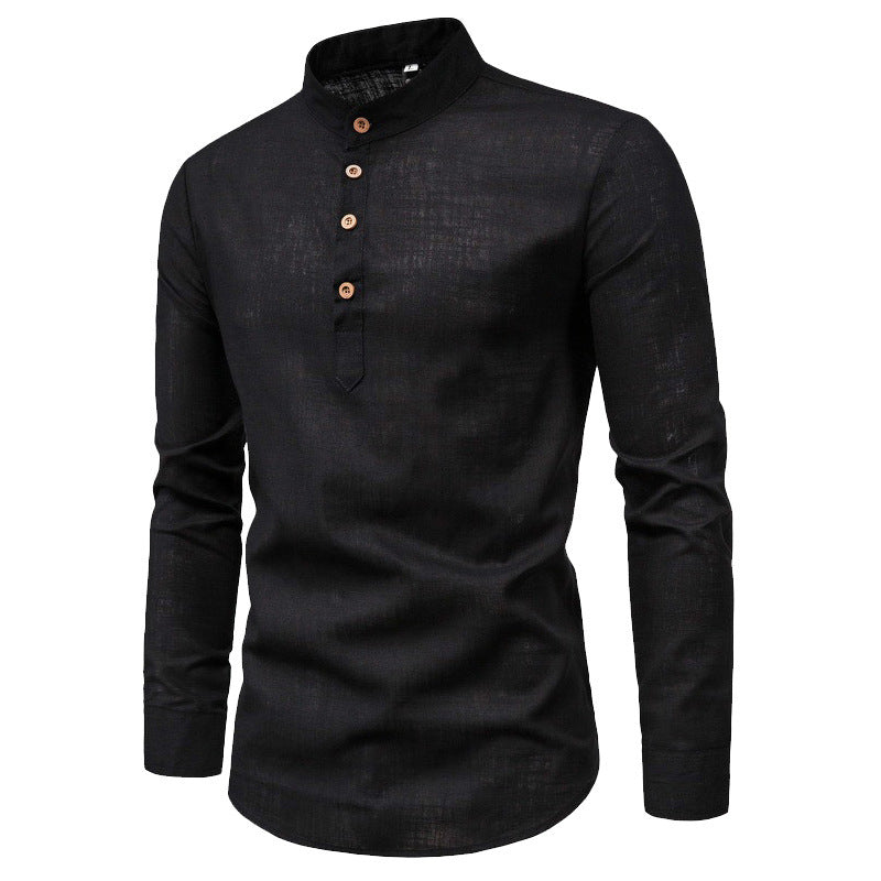 Herren Langarmhemd Stehkragen Elegantes Business Hemd Modern