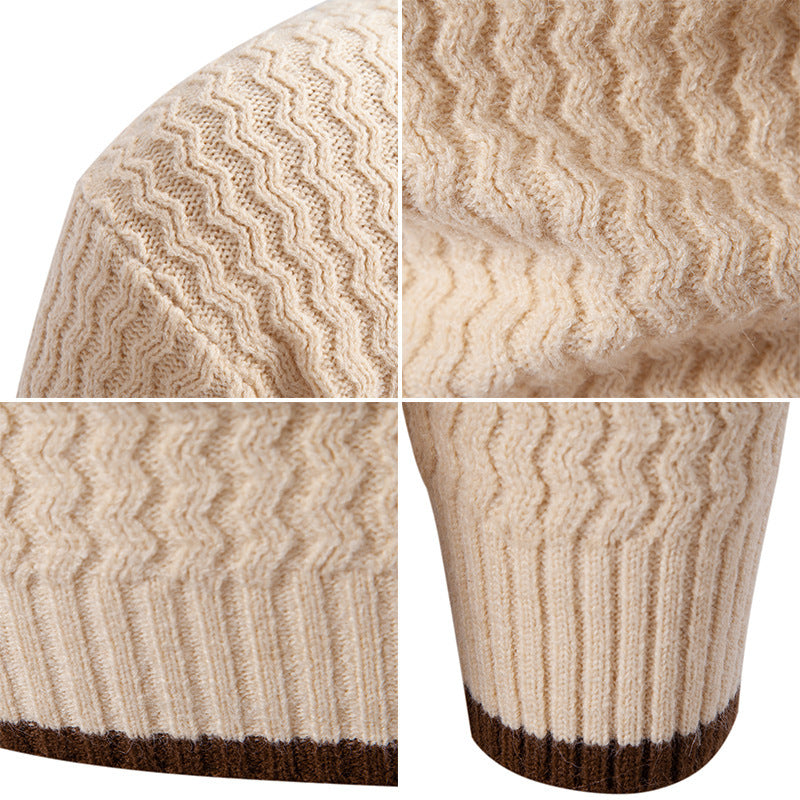 Herren Strickpullover Hochkragen Strukturiert Zopf Muster