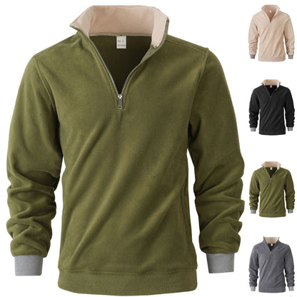 Herren Fleece Pullover Halbzipper Elastisch Bequem - BerlinGlamour